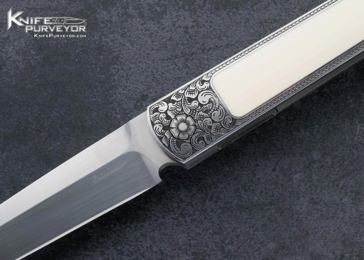 Jeff-Harkins-Custom-Knife-Mammoth-Interframe-Linerlock-Engraved-by-Bruce-Shaw-