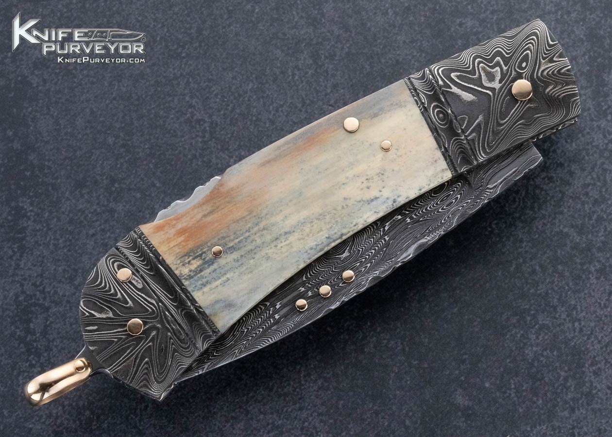 Kaj-Embretsen-Custom-Knife-Sole-Authorship-Engraved-Mammoth-Lockback-with-Gold-Bale-and-Pins-