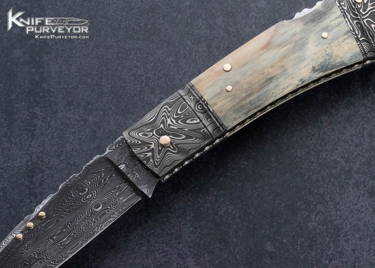 Kaj-Embretsen-Custom-Knife-Sole-Authorship-Engraved-Mammoth-Lockback-with-Gold-Bale-and-Pins-