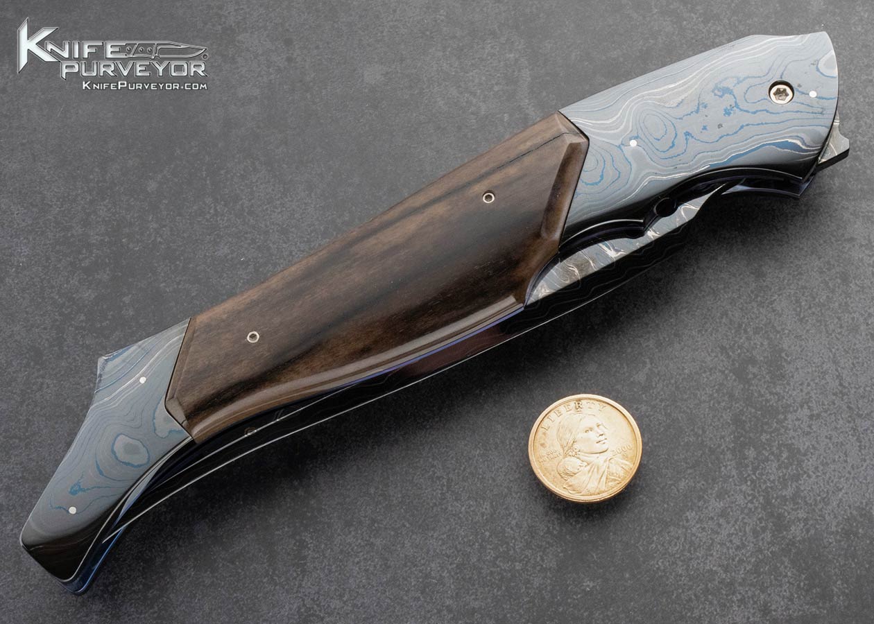 Reese-Weiland-Custom-Knife-Blued-Damascus-and-Giraffe-Bone-Automatic-Linerlock-