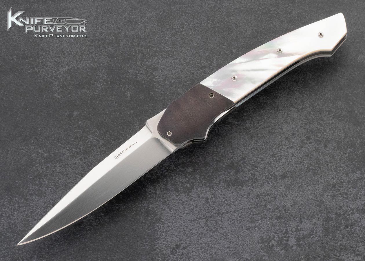Tim-Herman-Custom-Knife-Damascus-and-Mother-of-Pearl-Linerlock-