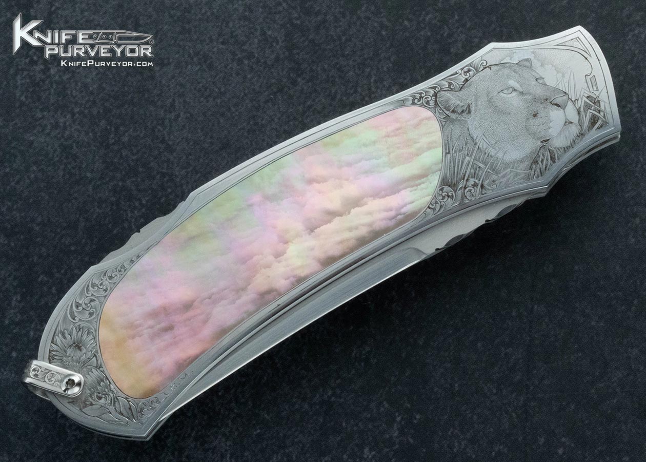 W.D.-Pease-Custom-Knife-Chris-Meyer-Engraved-Black-Lip-Pearl-Interframe-Lockback-