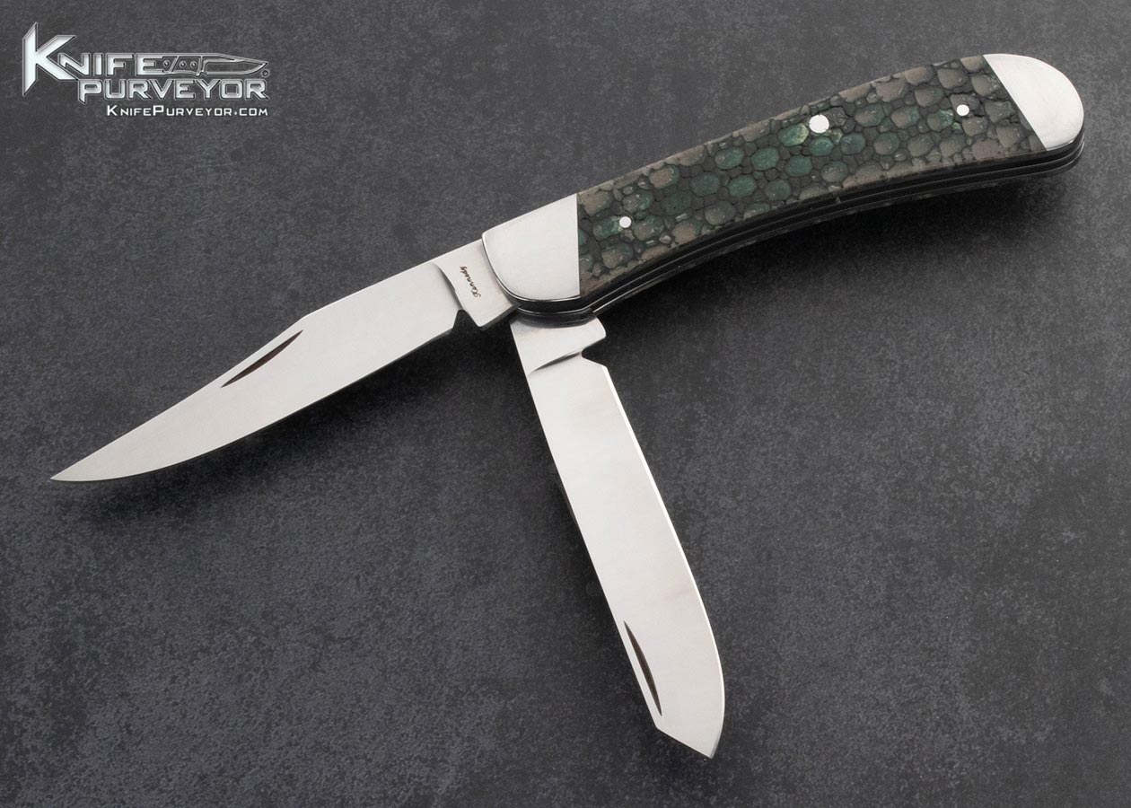 Bill-Kennedy-Custom-Knife-2-Bladed-with-Half-Stop-Armadillo-Slip-Joint-