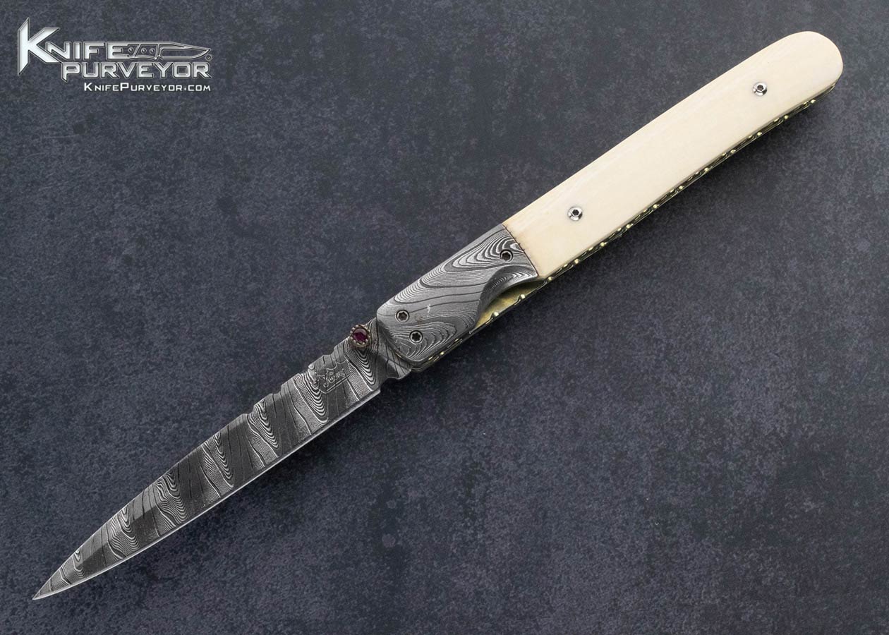 Bill-King-Custom-Knife-Damascus-Mammoth-Linerlock-