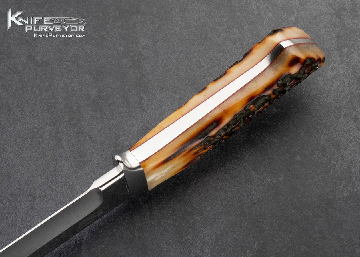 Bob Loveless Custom Knife Amber Stag Nude Logo Chute Knife No Sheath - Image 4
