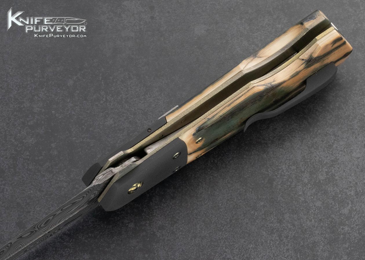 Philip Booth Custom Knife Damasteel, Zirconium and Mammoth Automatic Rocker Bar Release - Image 6