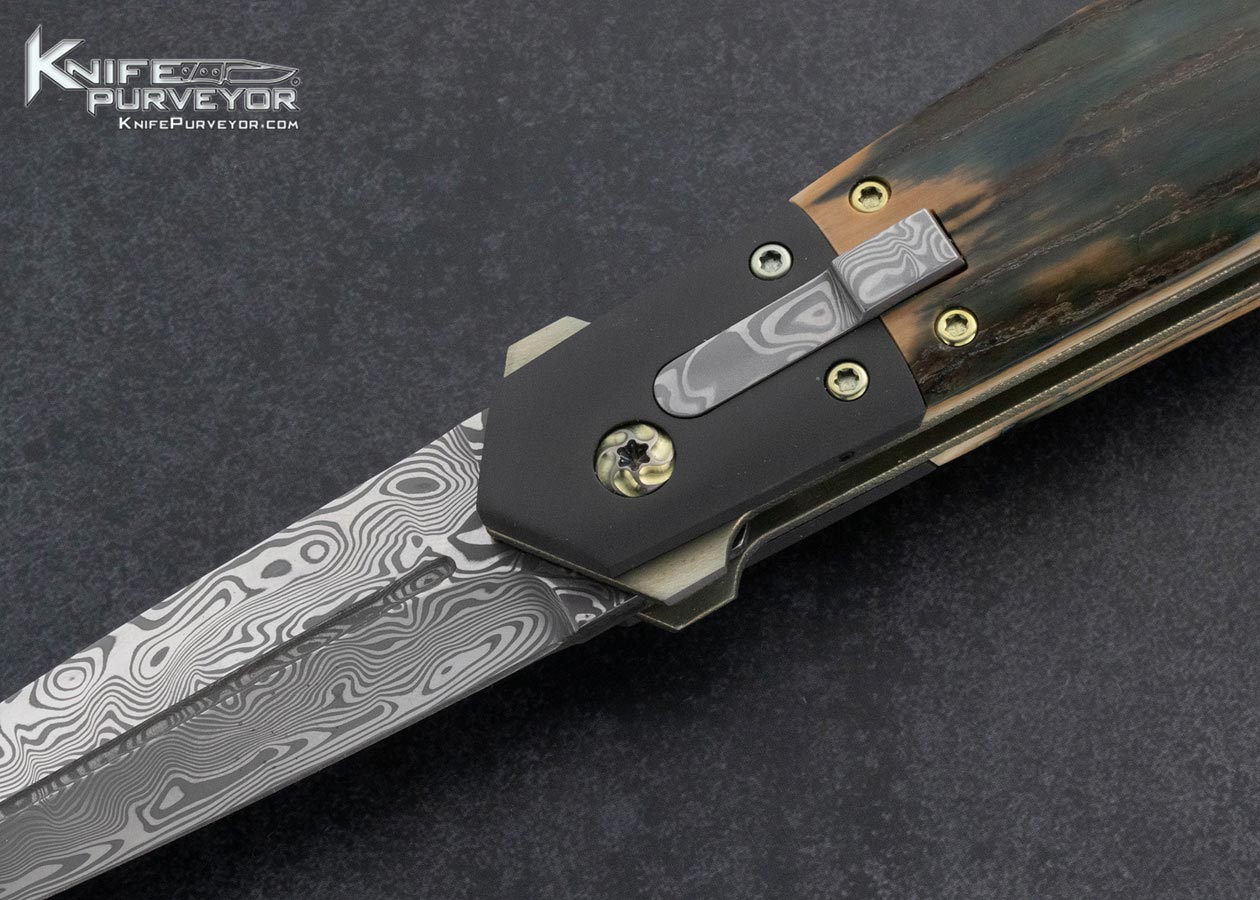 Philip Booth Custom Knife Damasteel, Zirconium and Mammoth Automatic Rocker Bar Release 15810