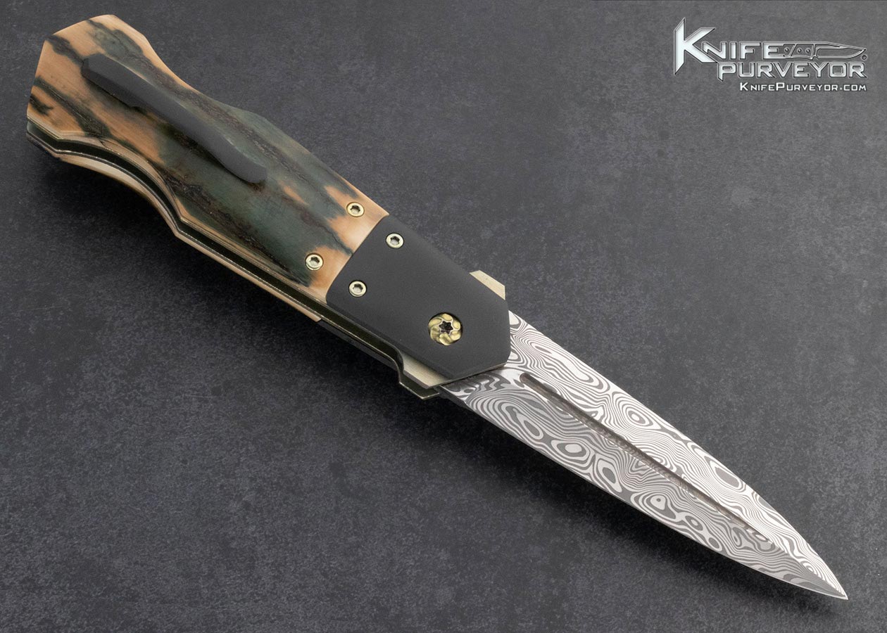 Philip Booth Custom Knife Damasteel, Zirconium and Mammoth Automatic Rocker Bar Release 15810