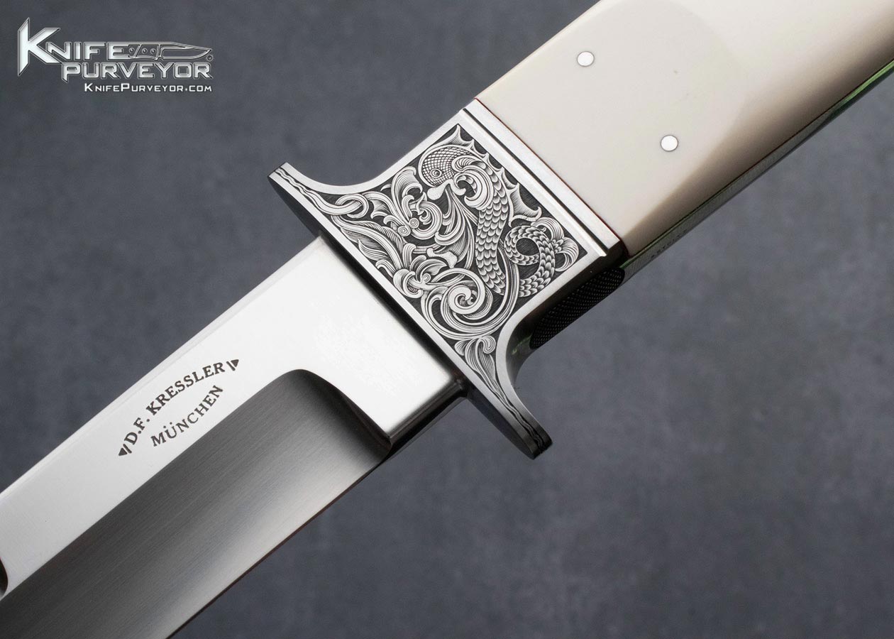Dietmar Kressler Custom Knife Engraved by Stanley Stolz Mammoth