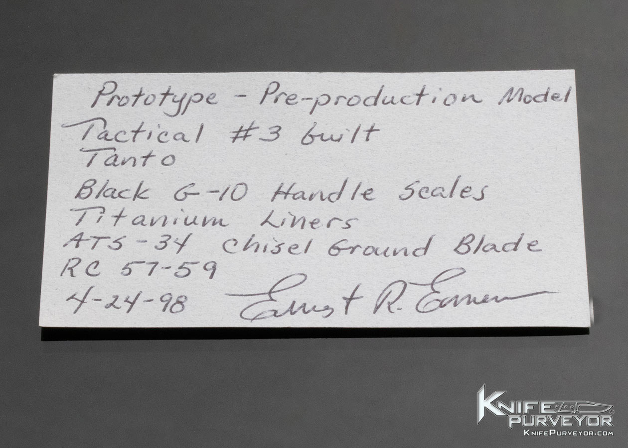 Ernie Emerson Custom Knife Prototype Pre-Production Model Tactical Tanto #3 Circa 1998 14788