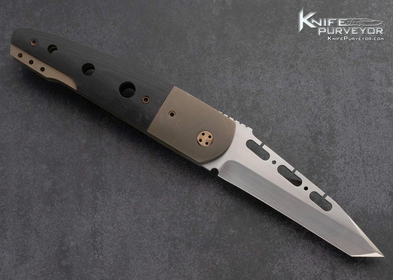 Howard Viele Custom Knife Titanium and Micarta Tanto Linerlock - Image 3