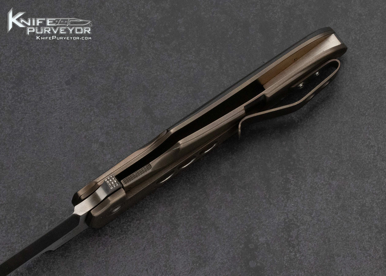 Jason Clark Knife Custom Knife Carbon Fiber and Anodized Titanium Framelock Flipper - Image 5