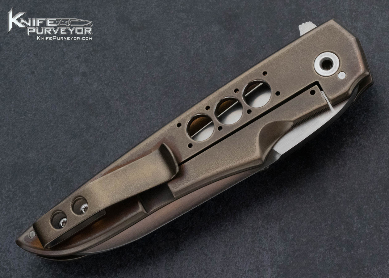 Jason Clark Knife Custom Knife Carbon Fiber and Anodized Titanium Framelock Flipper - Image 4