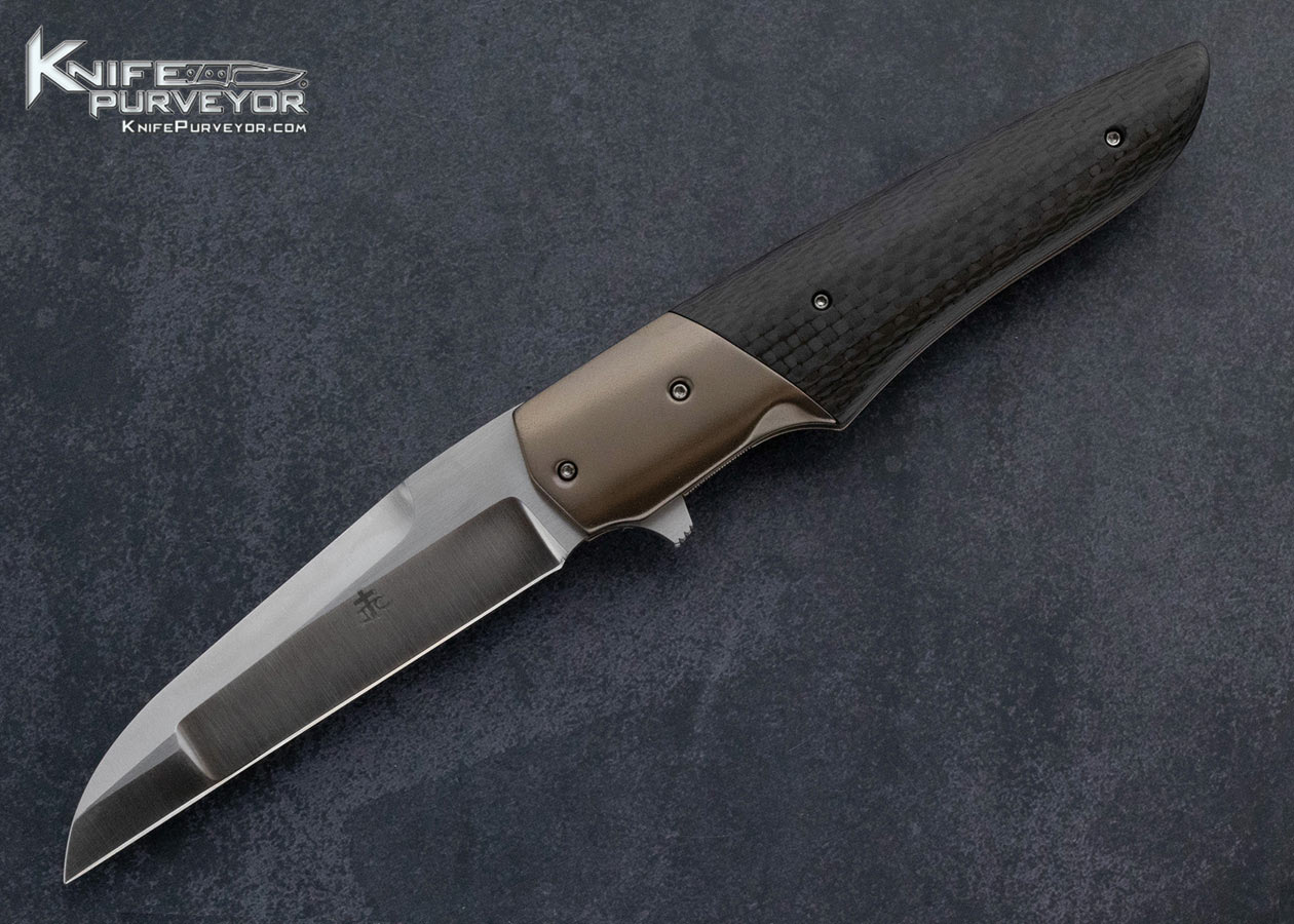 Jason Clark Knife Custom Knife Carbon Fiber and Anodized Titanium Framelock Flipper 15923