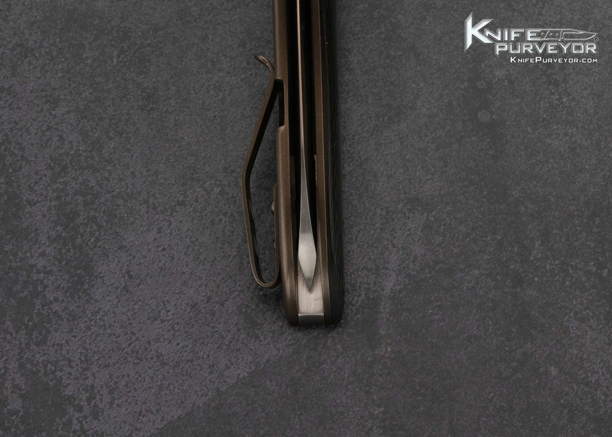 Jason Clark Knife Custom Knife Carbon Fiber and Anodized Titanium Framelock Flipper - Image 7