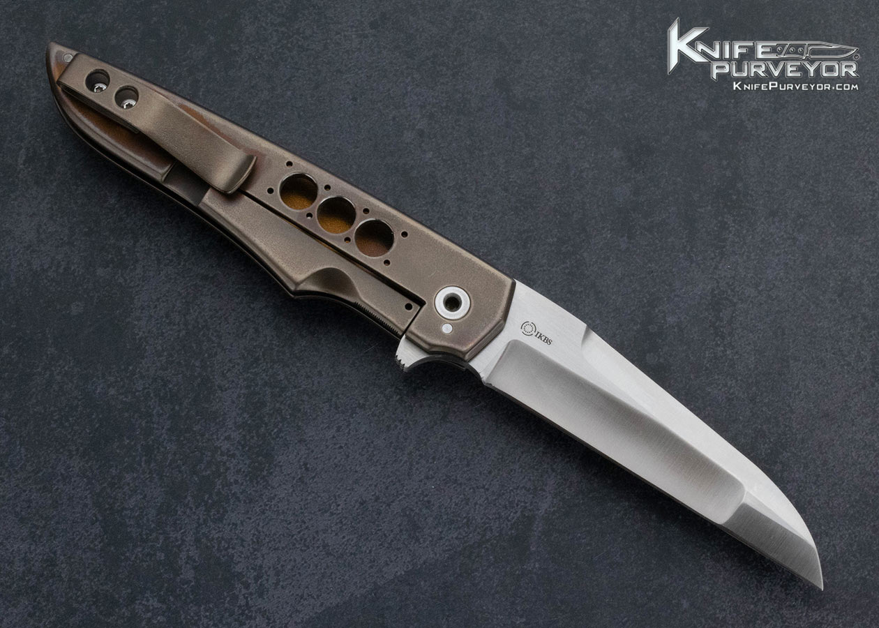 Jason Clark Knife Custom Knife Carbon Fiber and Anodized Titanium Framelock Flipper - Image 3