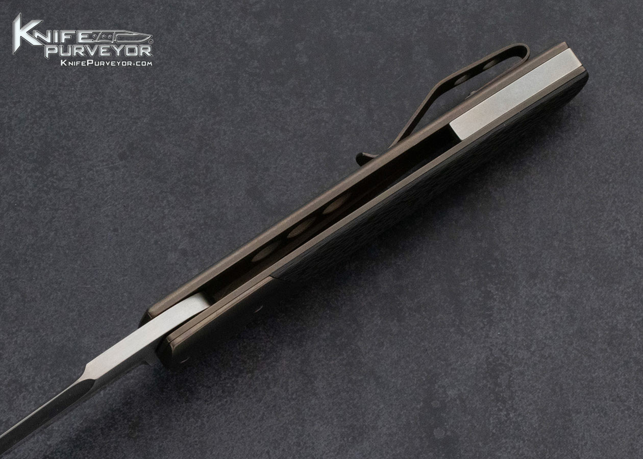 Jason Clark Knife Custom Knife Carbon Fiber and Anodized Titanium Framelock Flipper - Image 6