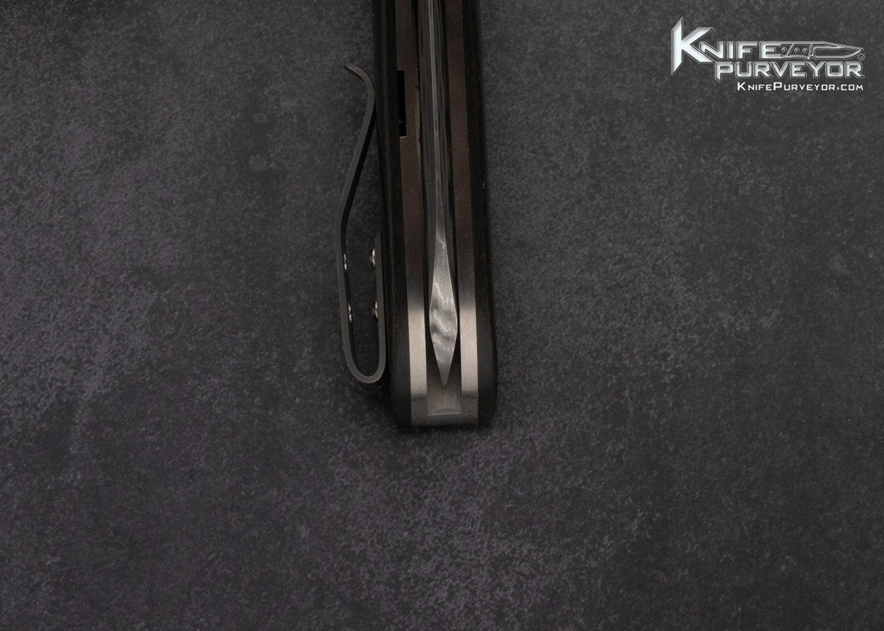 Jason Clark Knife Custom Knife Chad Nichols Damascus Zirconium and Carbon Fiber Linerlock Flipper - Image 7