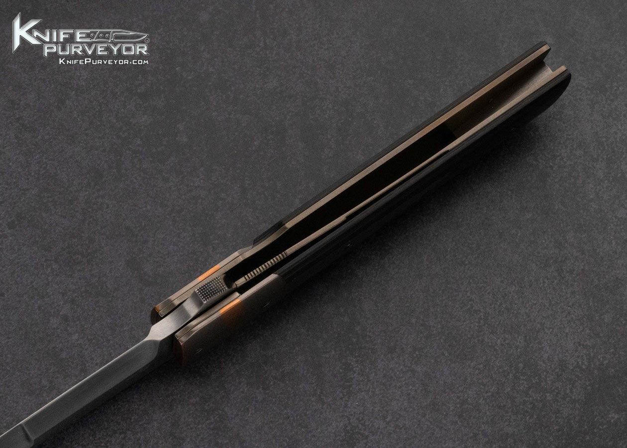 Jason Clark Knife Custom Knife Super Conductor Marble Carbon Fiber Linerlock Flipper 15905