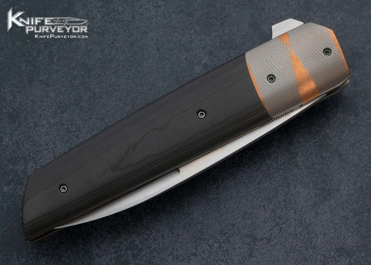 Jason Clark Knife Custom Knife Super Conductor Marble Carbon Fiber Linerlock Flipper - Image 4