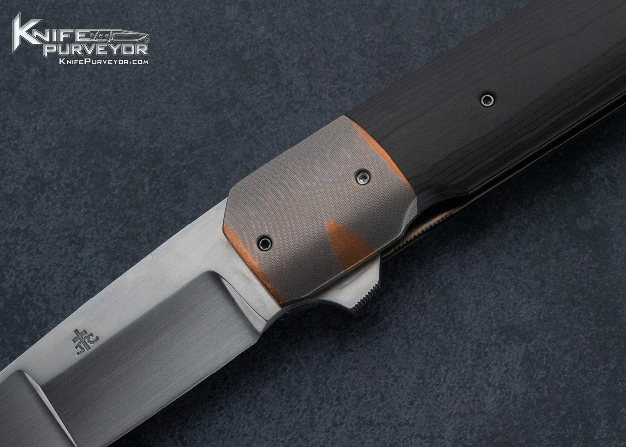 Jason Clark Knife Custom Knife Super Conductor Marble Carbon Fiber Linerlock Flipper - Image 2