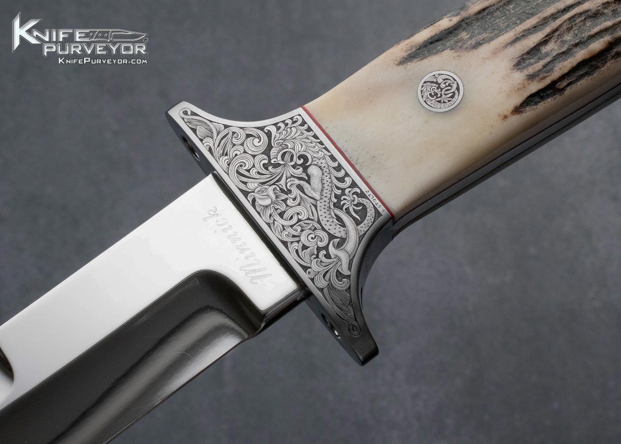 Jim Minnick Custom Knife Stag Chute Knife Engraved by Stanley