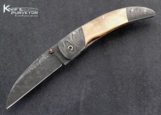 Murray Sterling Custom Knife Damascus and South Sea Gold Lip Pearl Linerlock 15861