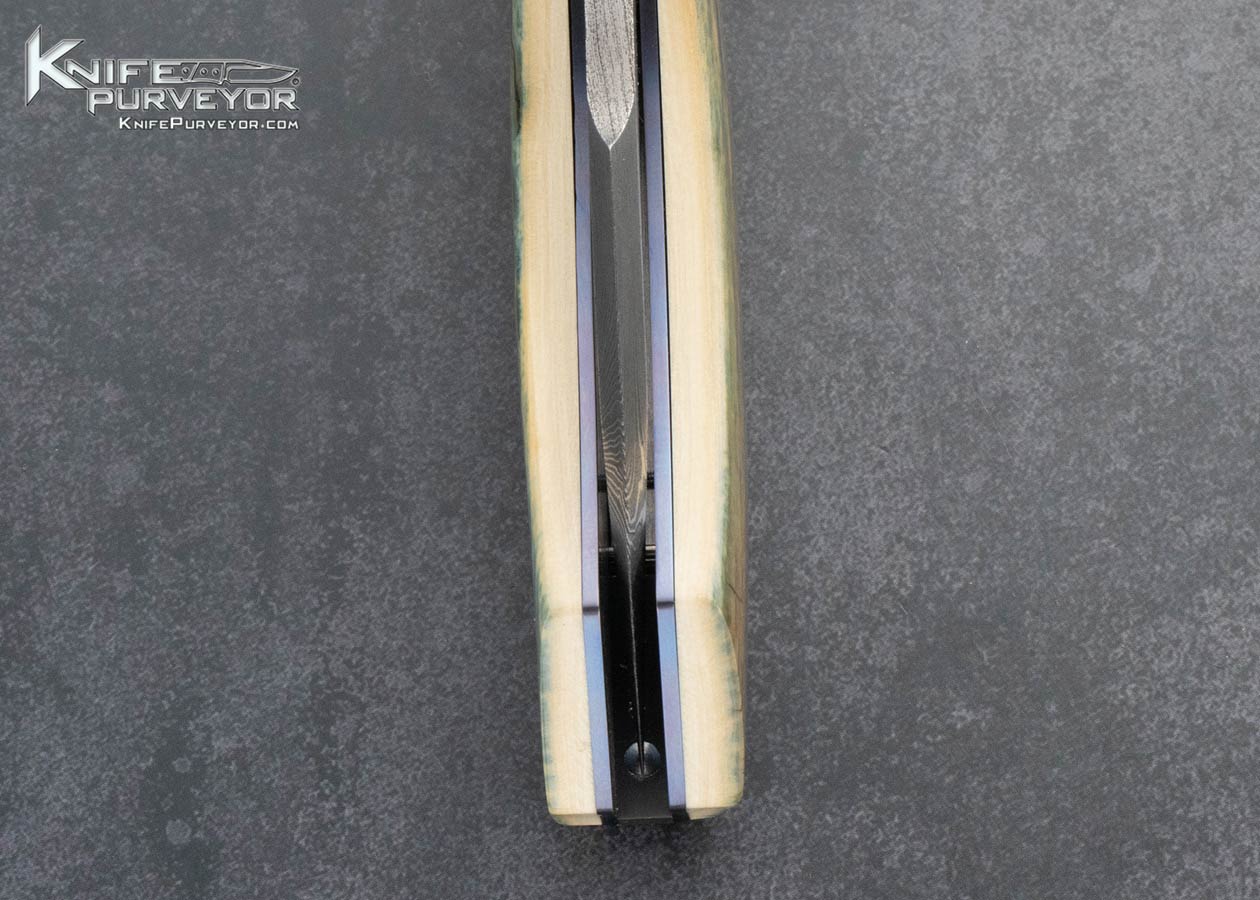 Reese-Weiland-Custom-Knife-Damascus-and-Mammoth-Double-Action-Scale-Release-Wasp-Linerlock-