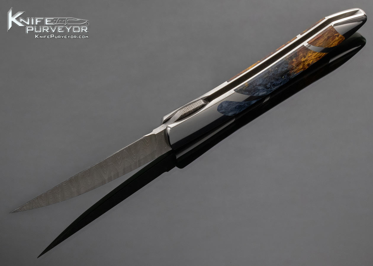 Scott Sawby Custom Knife Mike Norris Stainless Damascus & Pietersite Skimmer Self Lock 3756