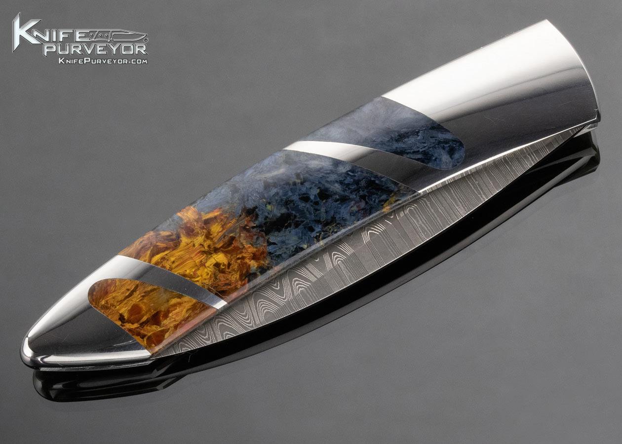 Scott Sawby Custom Knife Mike Norris Stainless Damascus and Pietersite Skimmer Self Lock - Image 3