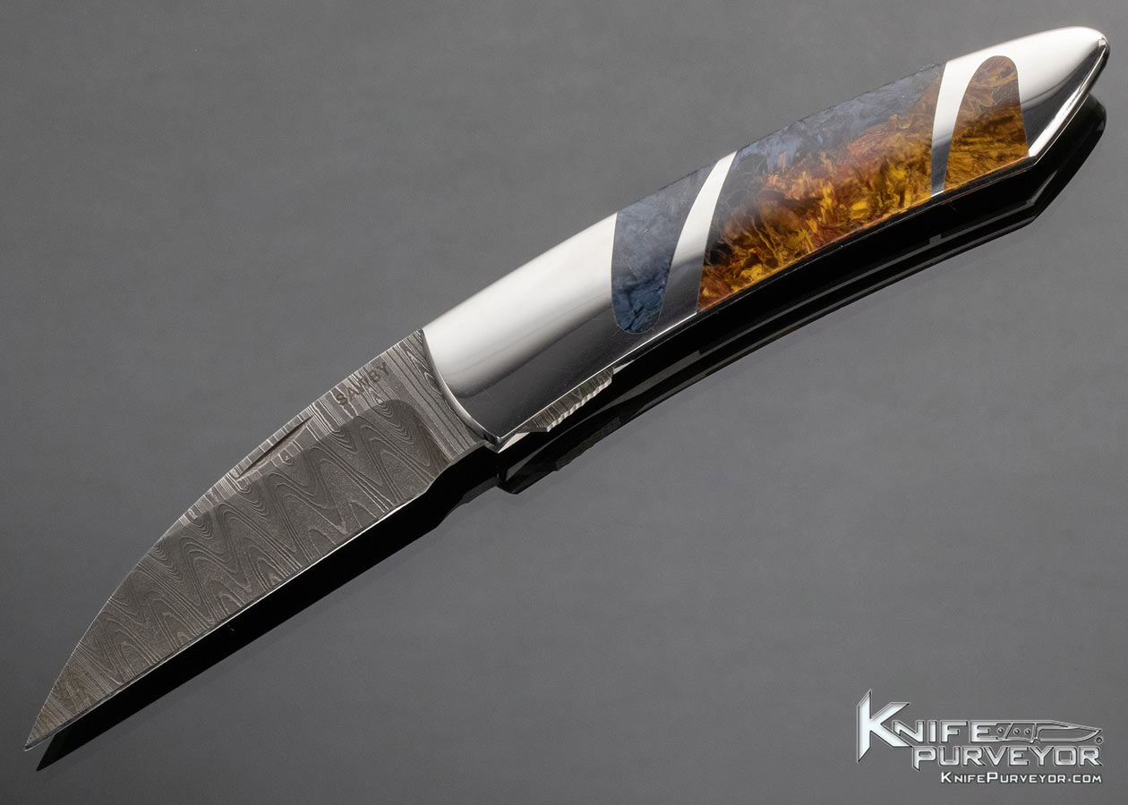 Scott Sawby Custom Knife Mike Norris Stainless Damascus & Pietersite Skimmer Self Lock 3756