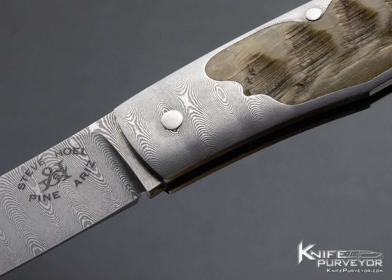 Steve Hoel Custom Knife Friedrich Schneider Damascus and Ram's Horn Interframe Lockback - Image 2