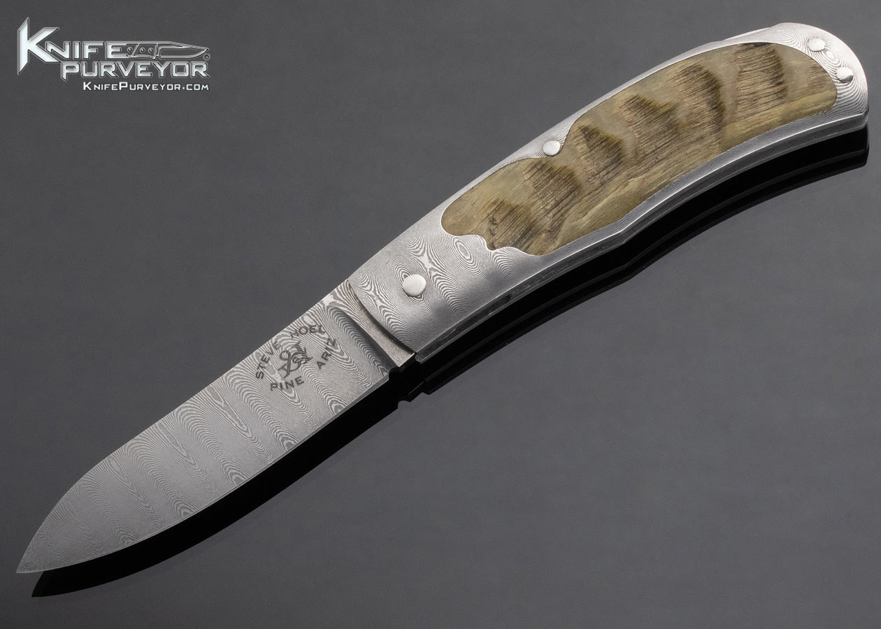 Steve Hoel Custom Knife Friedrich Schneider Damascus & Ram's Horn Interframe Lockback 4065