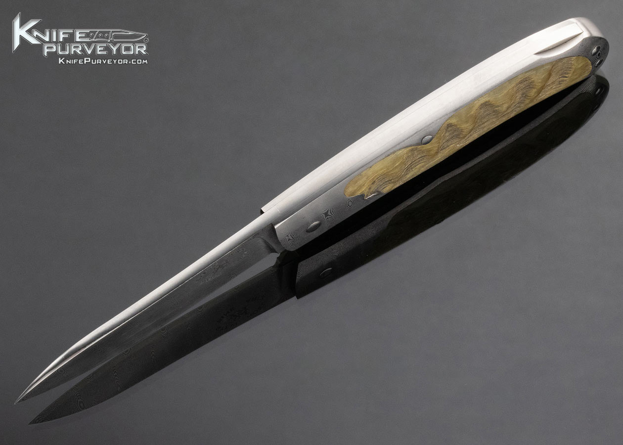 Steve Hoel Custom Knife Friedrich Schneider Damascus and Ram's Horn Interframe Lockback - Image 5