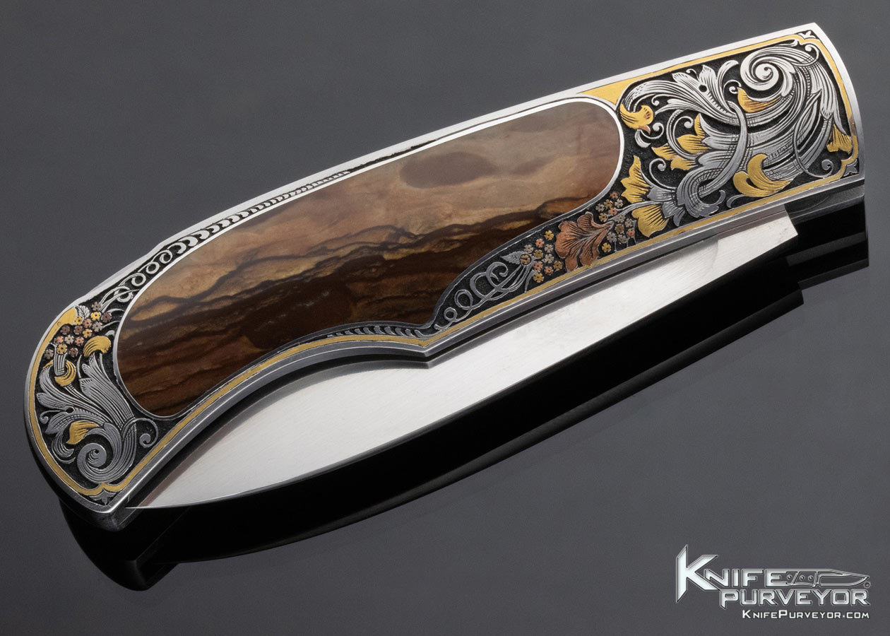 Steve Hoel Custom Knife Biggs Jasper Interframe Lockback Engraved by C.J. Cai - Image 4