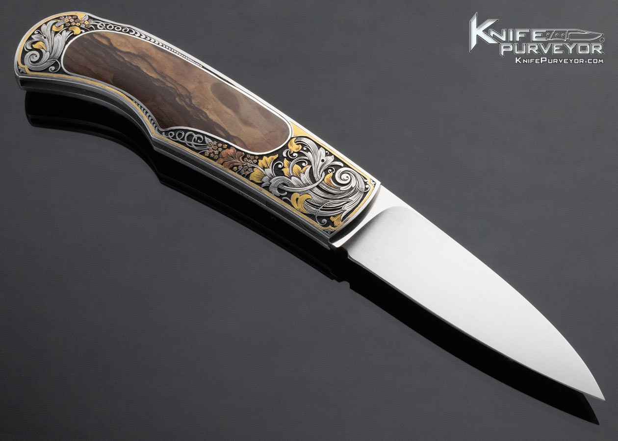 Steve Hoel Custom Knife Biggs Jasper Interframe Lockback Engraved by C.J. Cai - Image 3