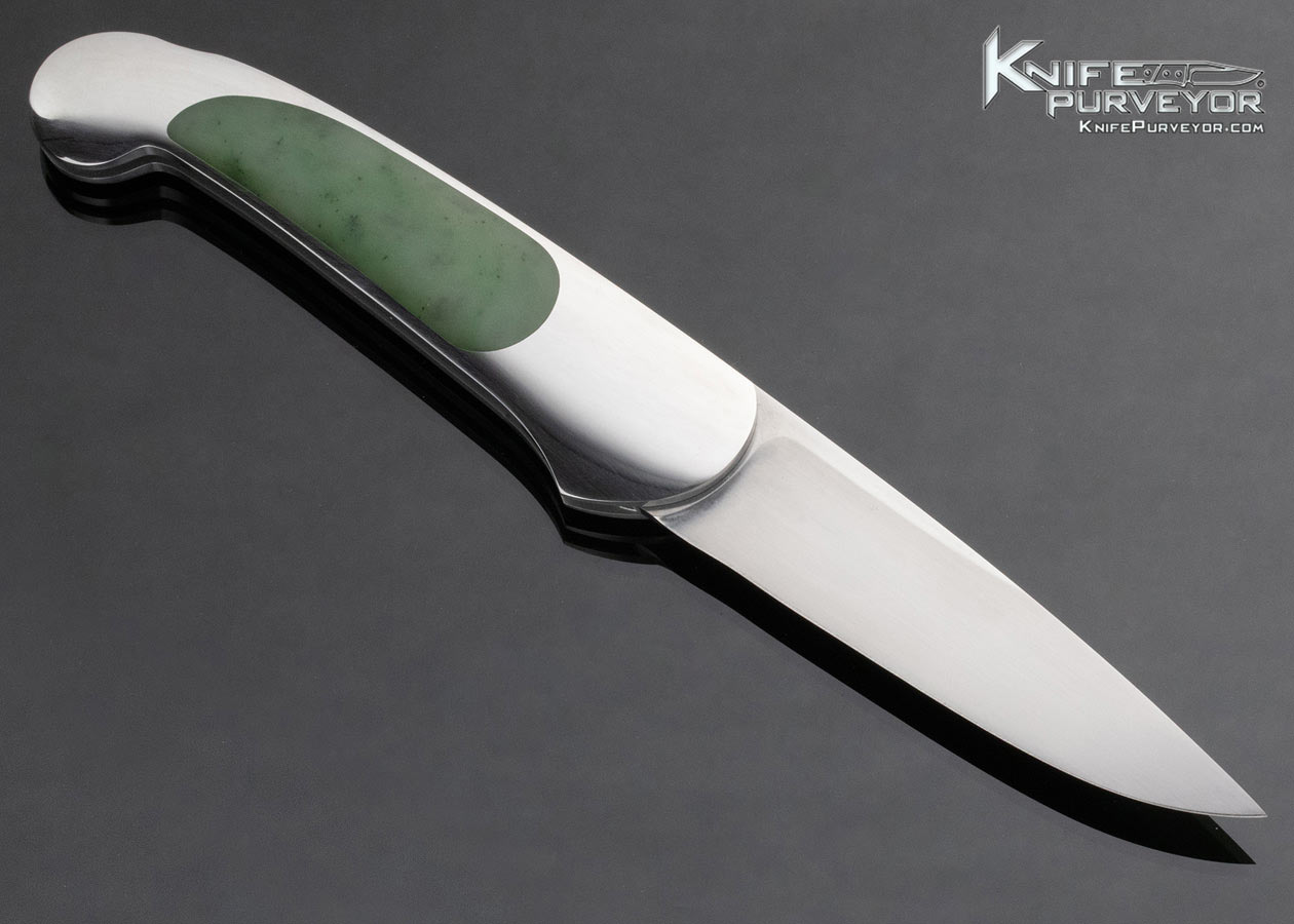 Steve Hoel Custom Knife Jade Interframe Lockback - Image 3
