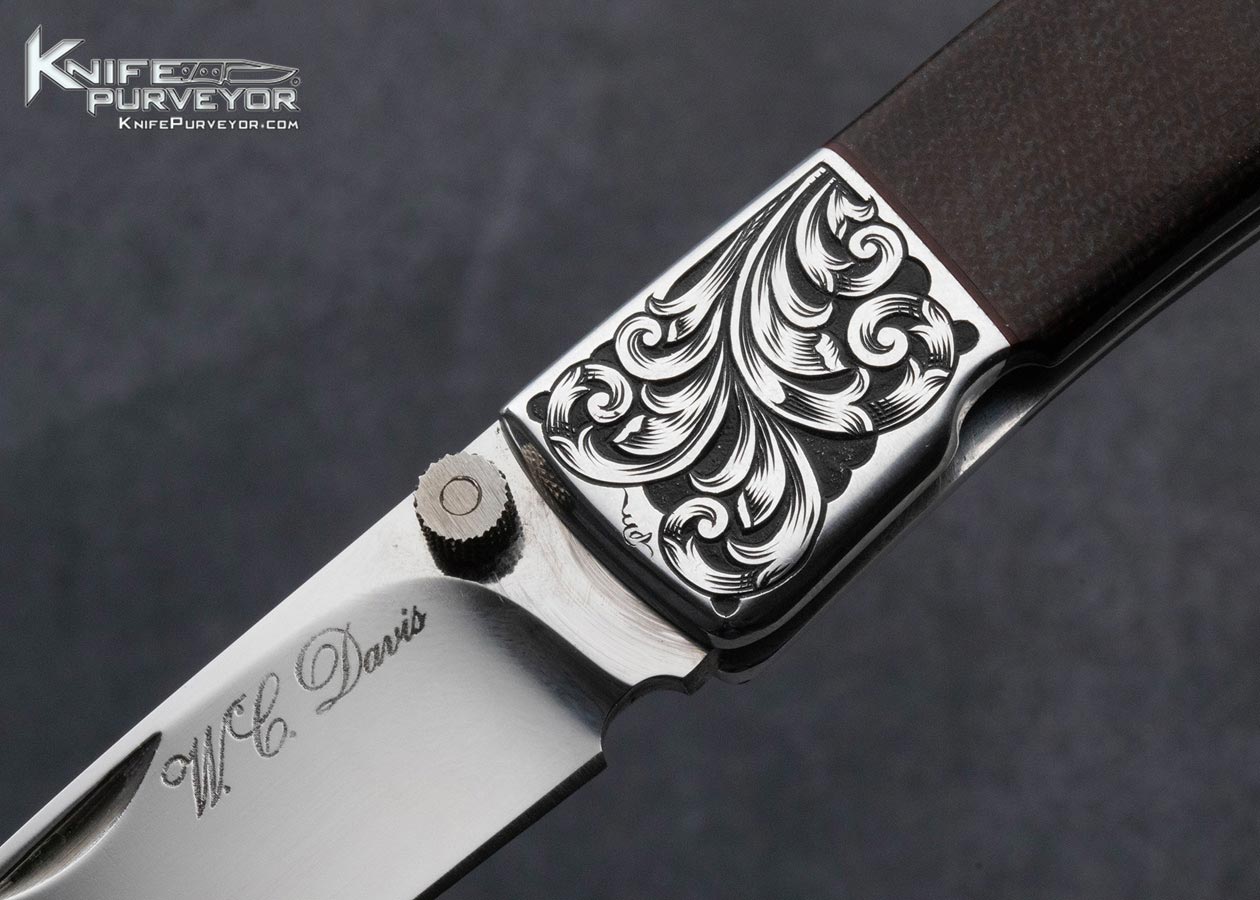 W.C. Davis Custom Knife Canvas Micarta Lockback Engraved by Paul Markow - Image 2