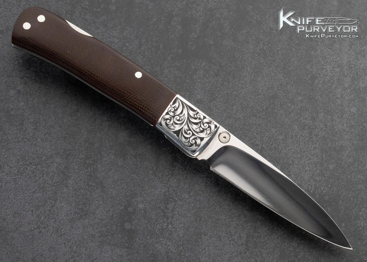 W.C. Davis Custom Knife Canvas Micarta Lockback Engraved by Paul Markow - Image 3