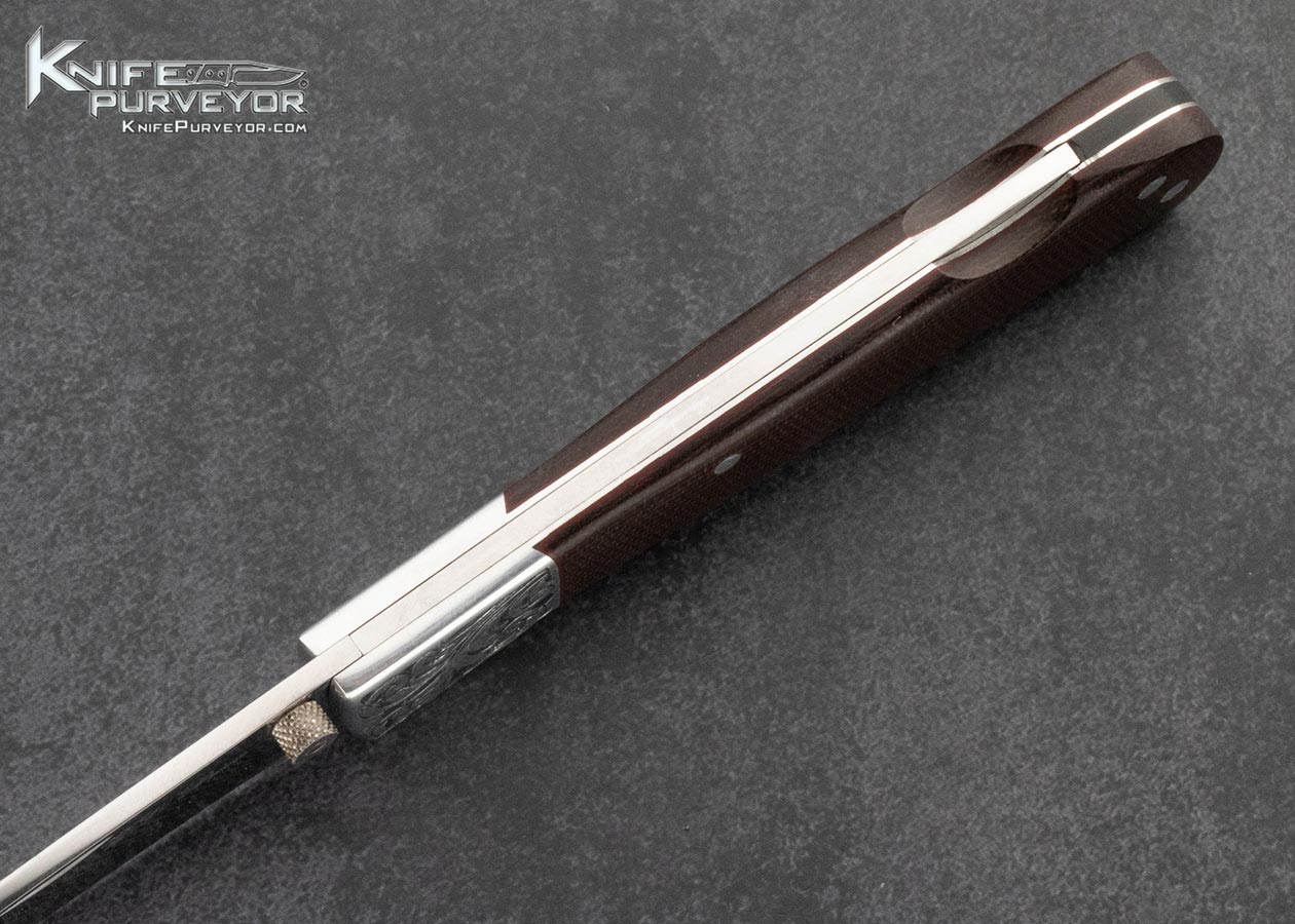 W.C. Davis Custom Knife Canvas Micarta Lockback Engraved by Paul Markow - Image 5