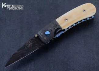 Poosiri Vipoosirikup Custom Knife Blued Damascus Linerlock 15949