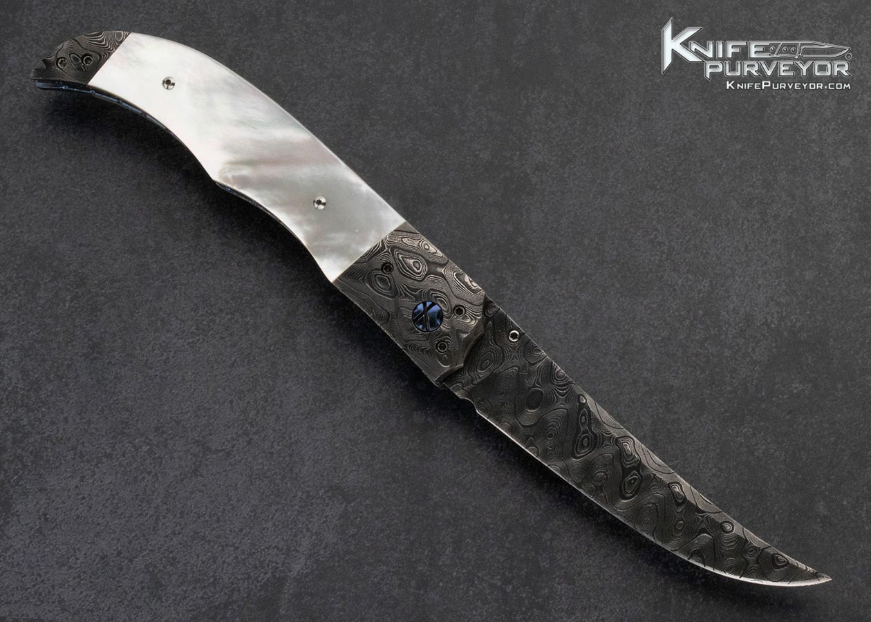Bill King Custom Knife Mother of Pearl and Damascus Linerlock - Image 3