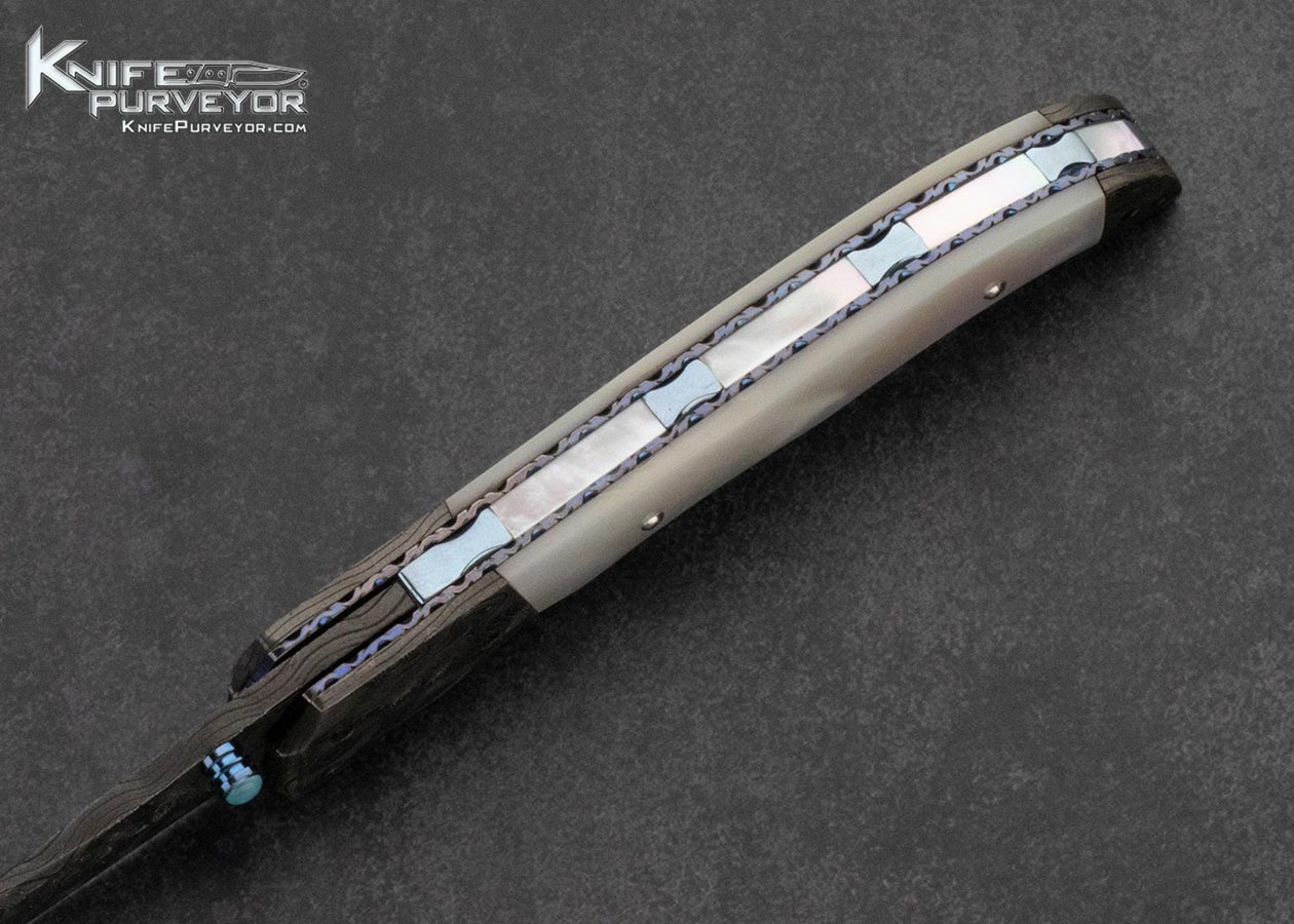 Bill King Custom Knife Mother of Pearl and Damascus Linerlock - Image 5