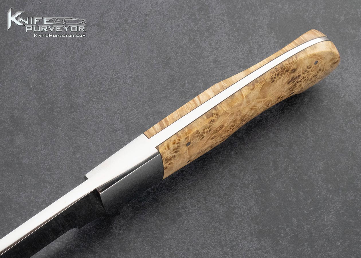 D'Alton Holder Custom Knife Mirror Polished ATS-34 and 416 Bolsters with Box Elder Fixed Blade with Sheath - Image 4