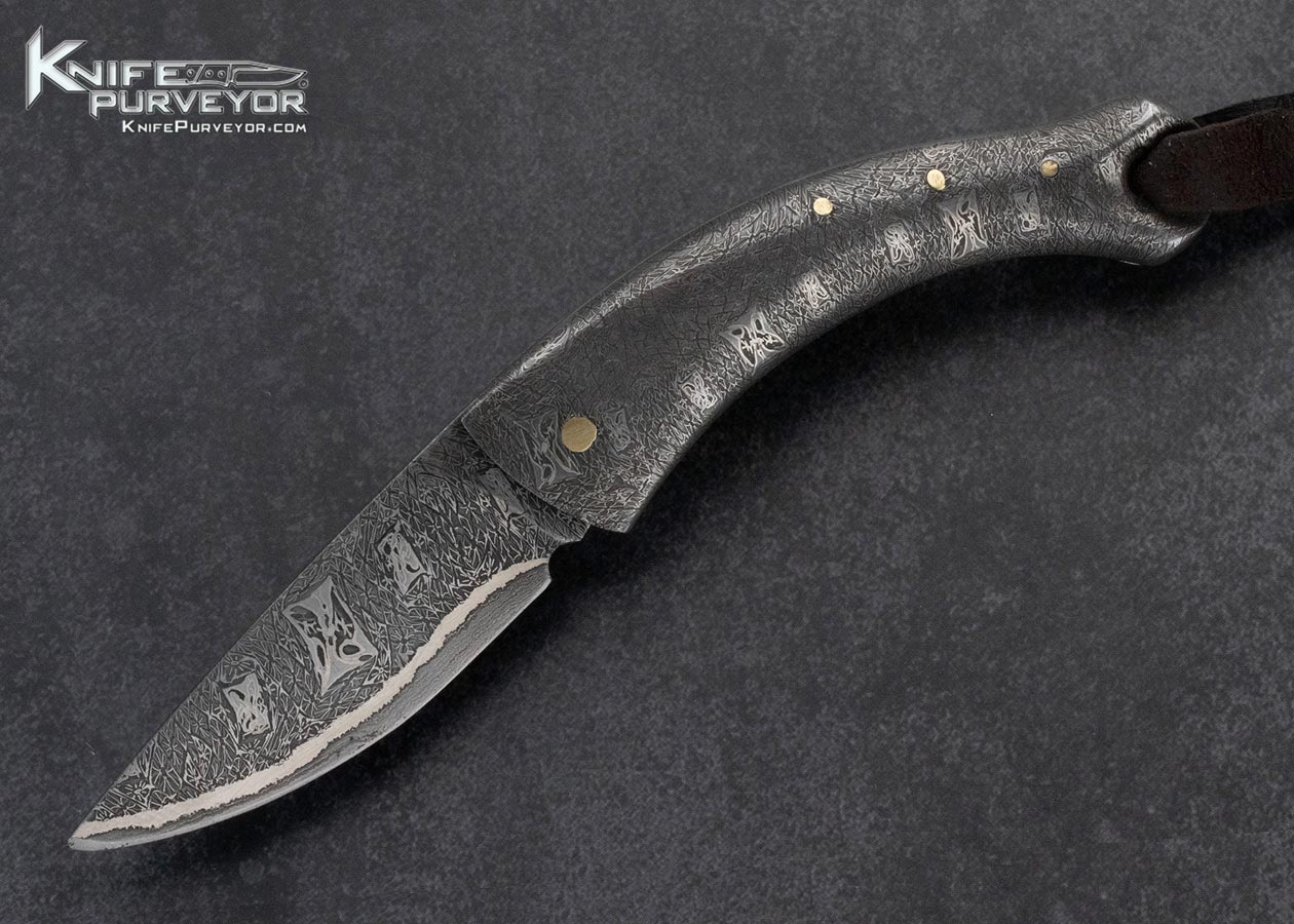 Hank Knickmeyer Custom Knife Sole Authorship Mosaic Damascus Slipjoint Folder 15964