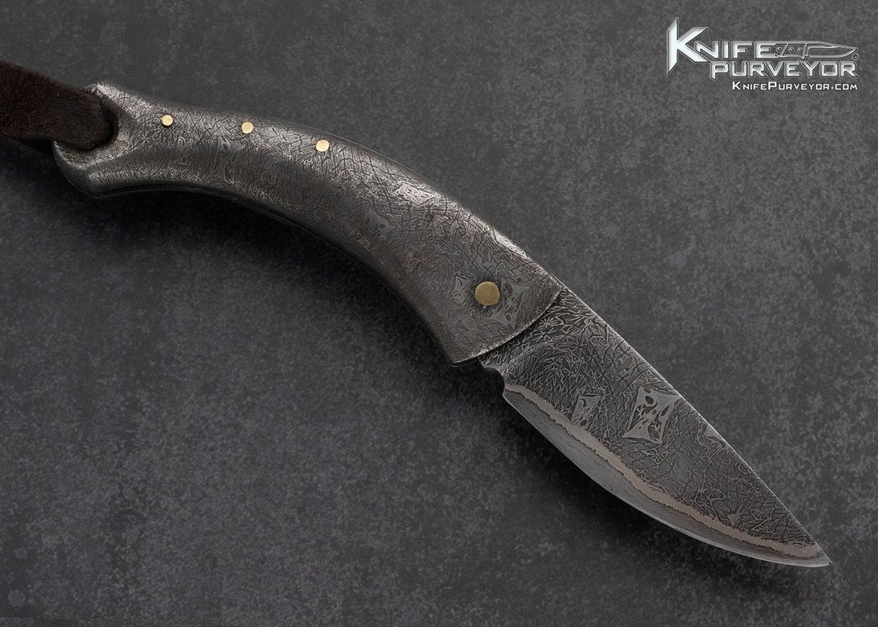 Hank Knickmeyer Custom Knife Sole Authorship Mosaic Damascus Slipjoint Folder - Image 4