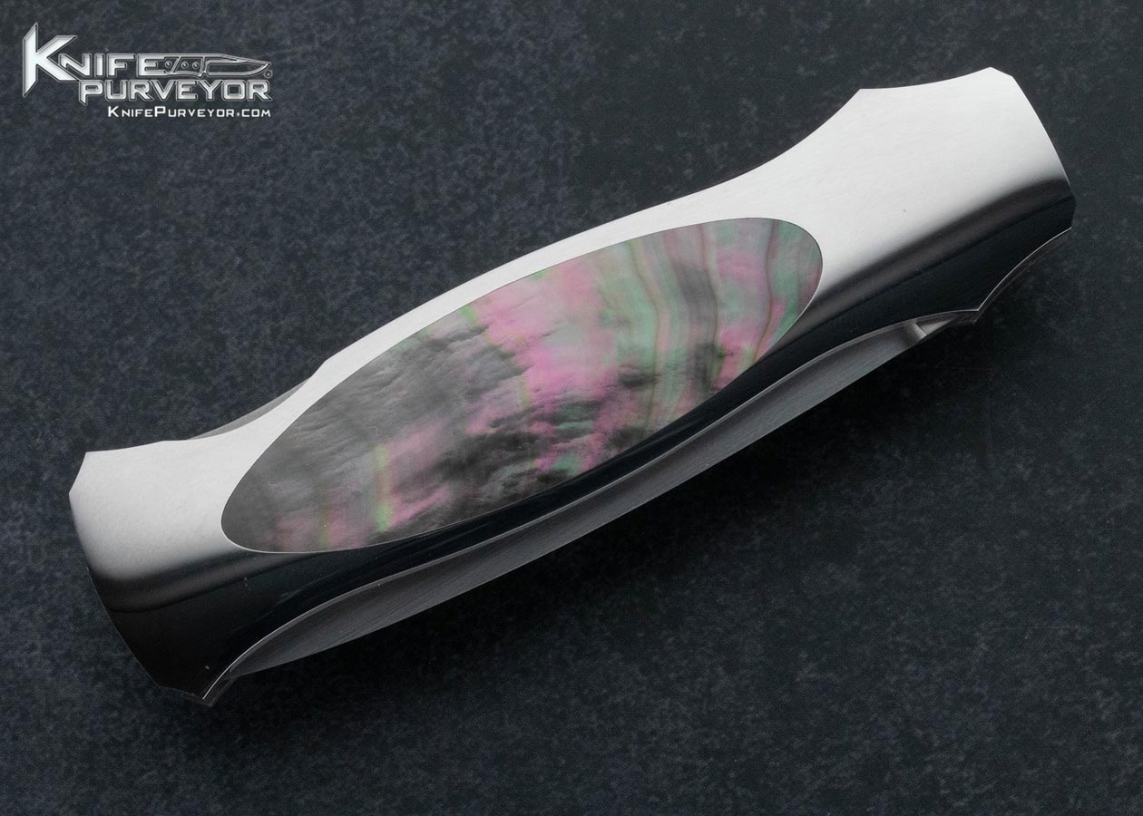 Jack Busfield Custom Knife Black Lip Tahitian Pearl Interframe Lockback Dagger - Image 4
