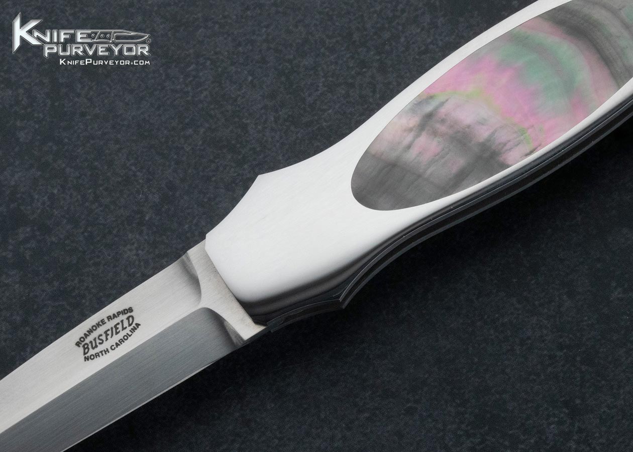 Jack Busfield Custom Knife Black Lip Tahitian Pearl Interframe Lockback Dagger - Image 2