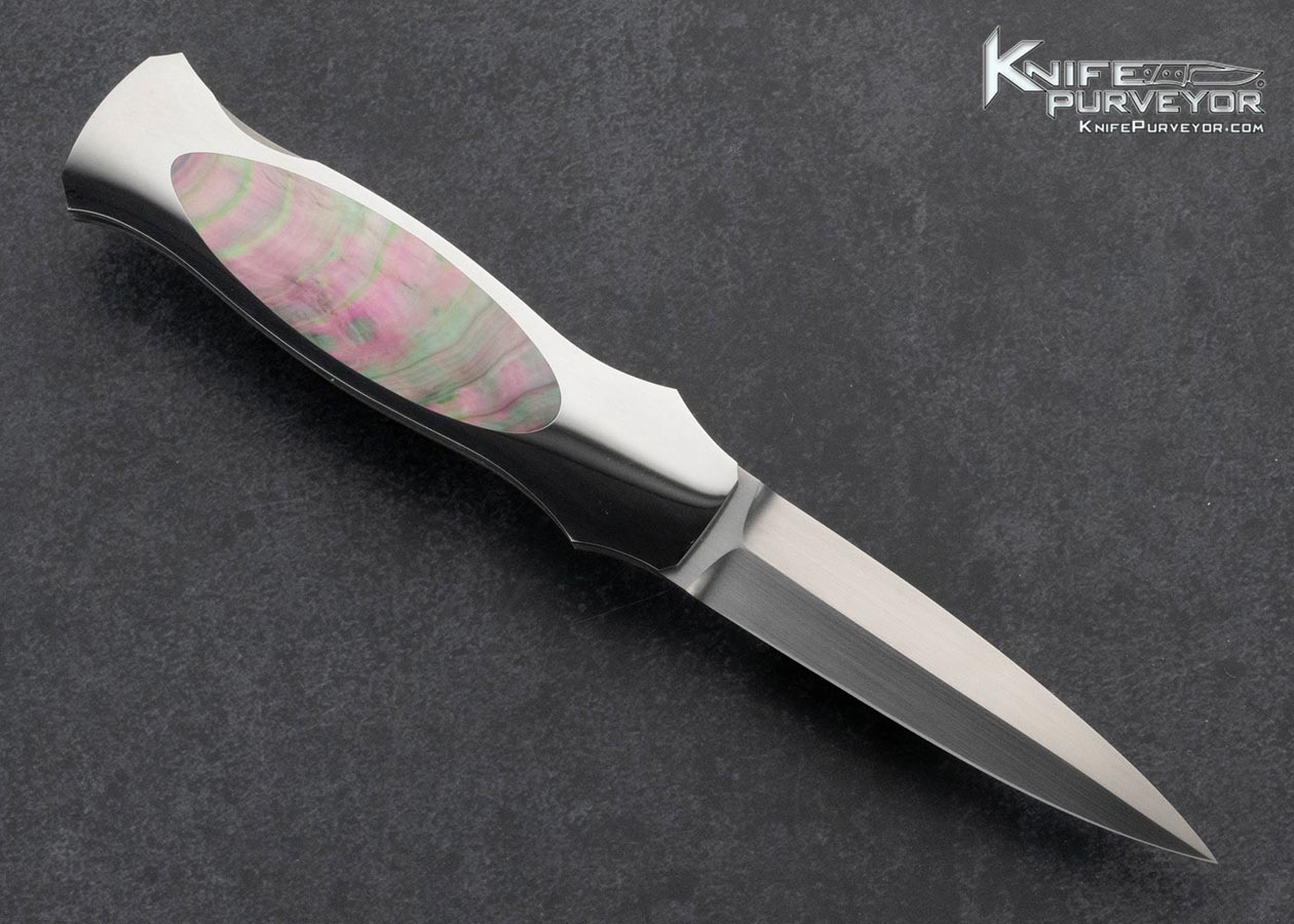 Jack Busfield Custom Knife Black Lip Tahitian Pearl Interframe Lockback Dagger - Image 3