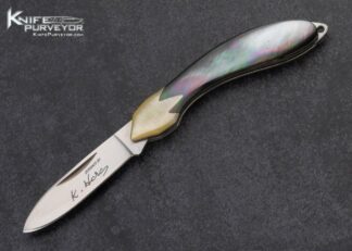 Koji Hara Design Knife Blacklip and Goldlip Pearl Slipjoint w Pocket Chain 16020